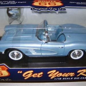 RARE* Ertl 1/18 1961 Corvette - Jewel Blue  * Route 66 Edition W/ Coin*